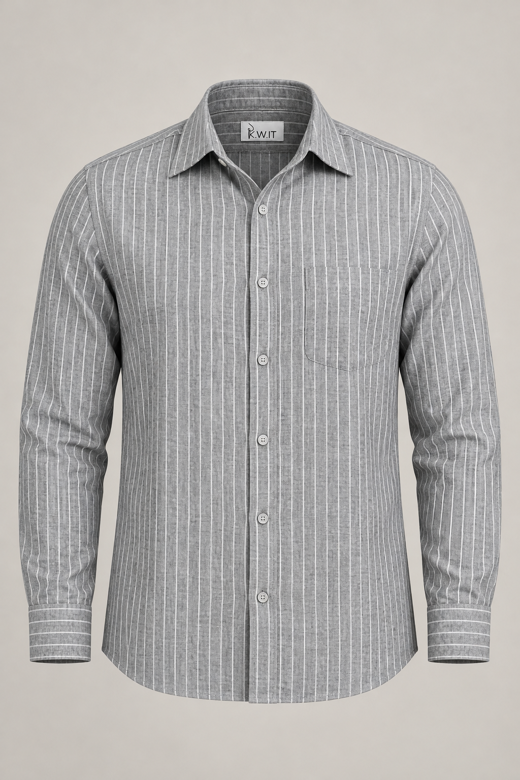 KWIT Pure Linen Shirt  - Grey Pinstripe