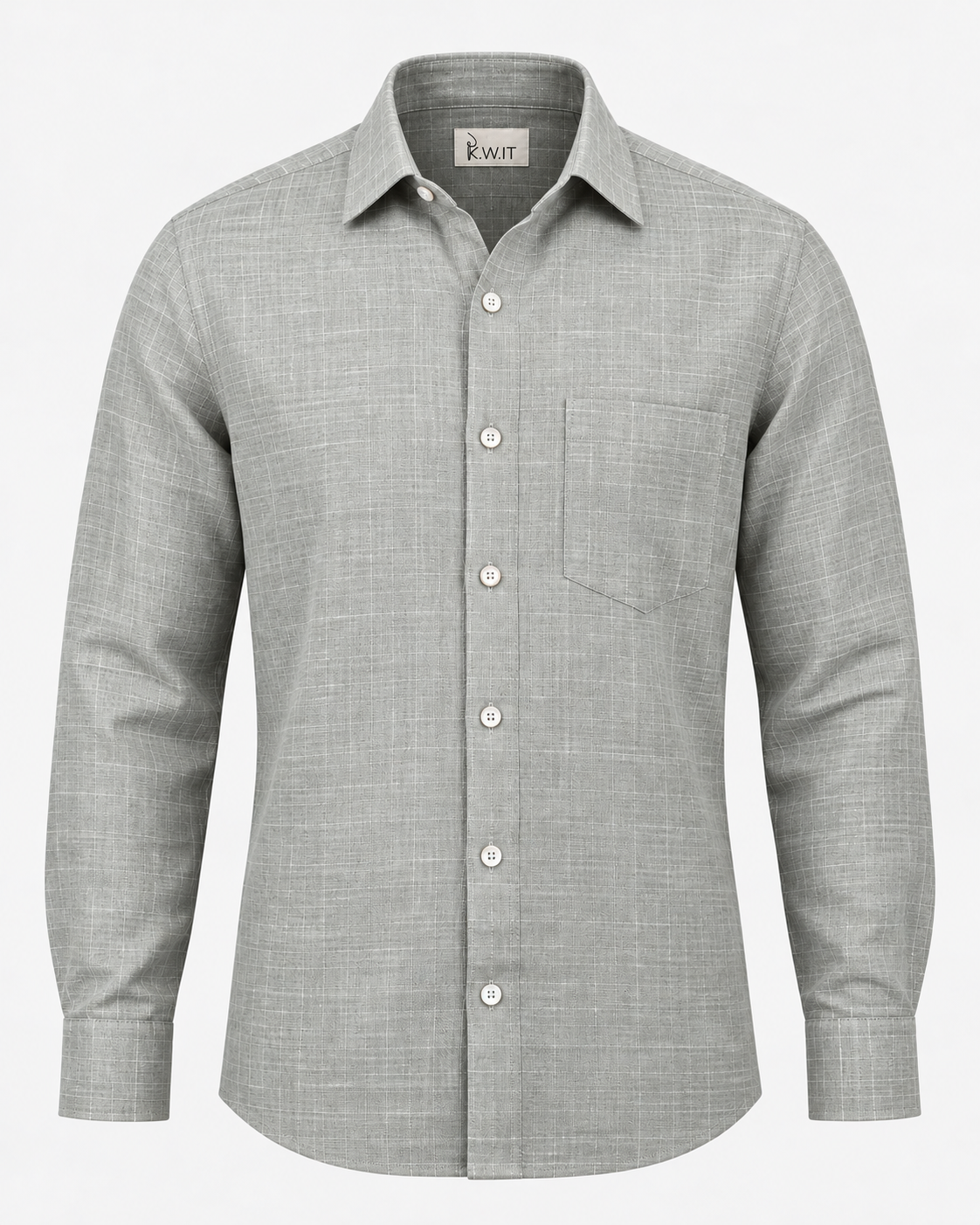 KWIT Pure Linen Shirt - Stone Grey Windowpane