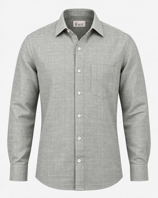 KWIT Pure Linen Shirt - Stone Grey Windowpane