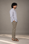 KWIT Pure Linen Shirt - Slate Grey and White Stripe