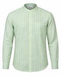 KWIT Pure Linen Shirt – Light Green and Yellow Stripe