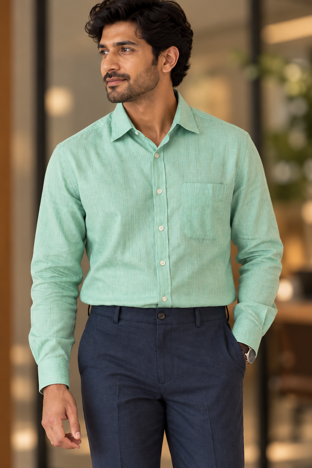 KWIT Pure Linen Shirt - Mint Green