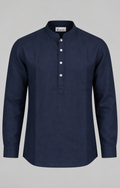 KWIT Pure Linen Shirt  -Navy Blue