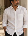 KWIT Pure Linen Shirt - White Pencil Stripe