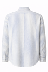 Men’s Linen Shirt - White with Sky Blue Pinstripes