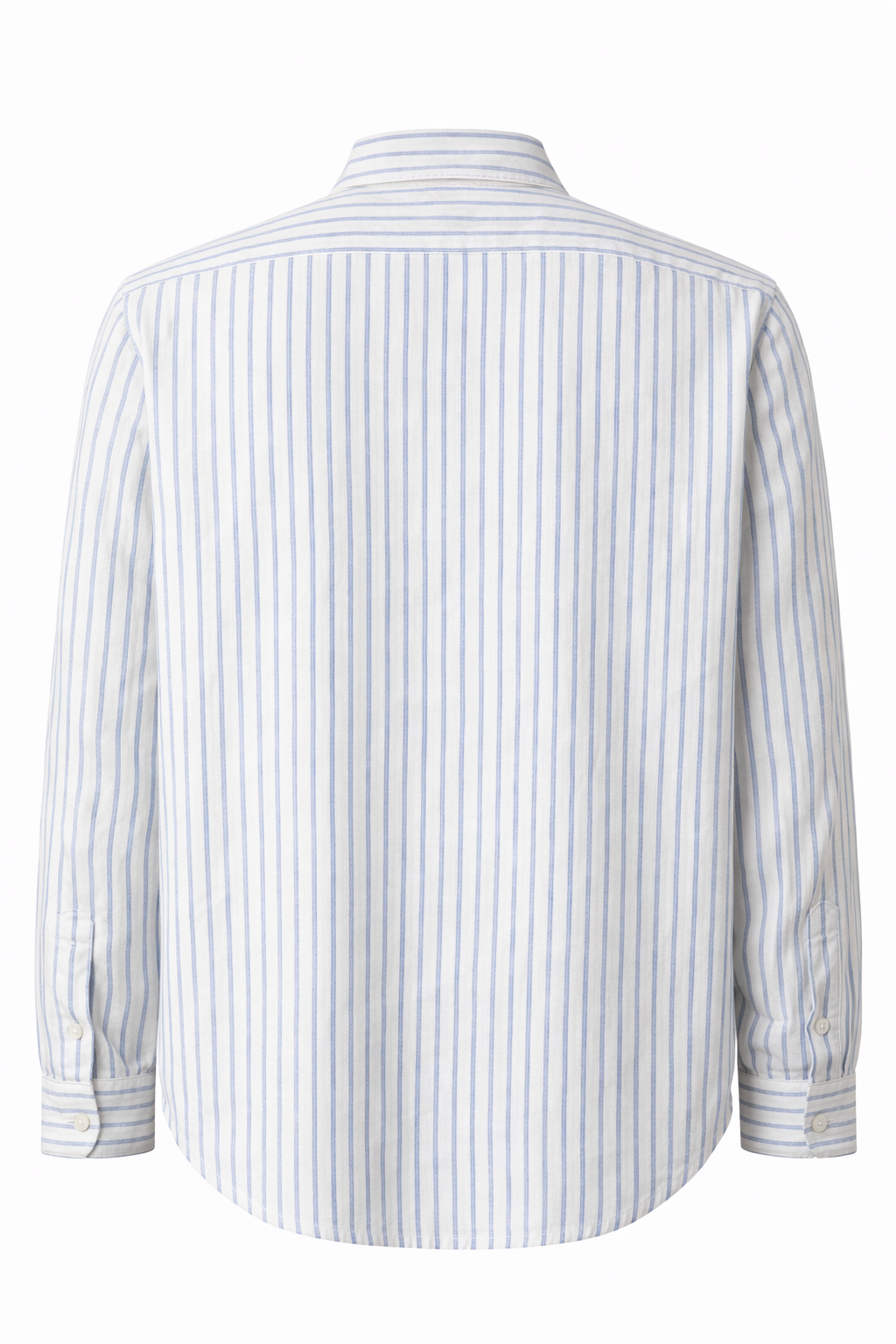 Men’s Linen Shirt - White with Sky Blue Pinstripes