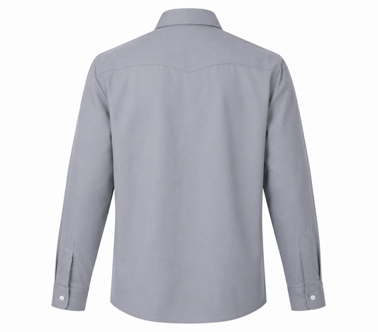 Silver Mist Dual-Pocket Cotton Shirt