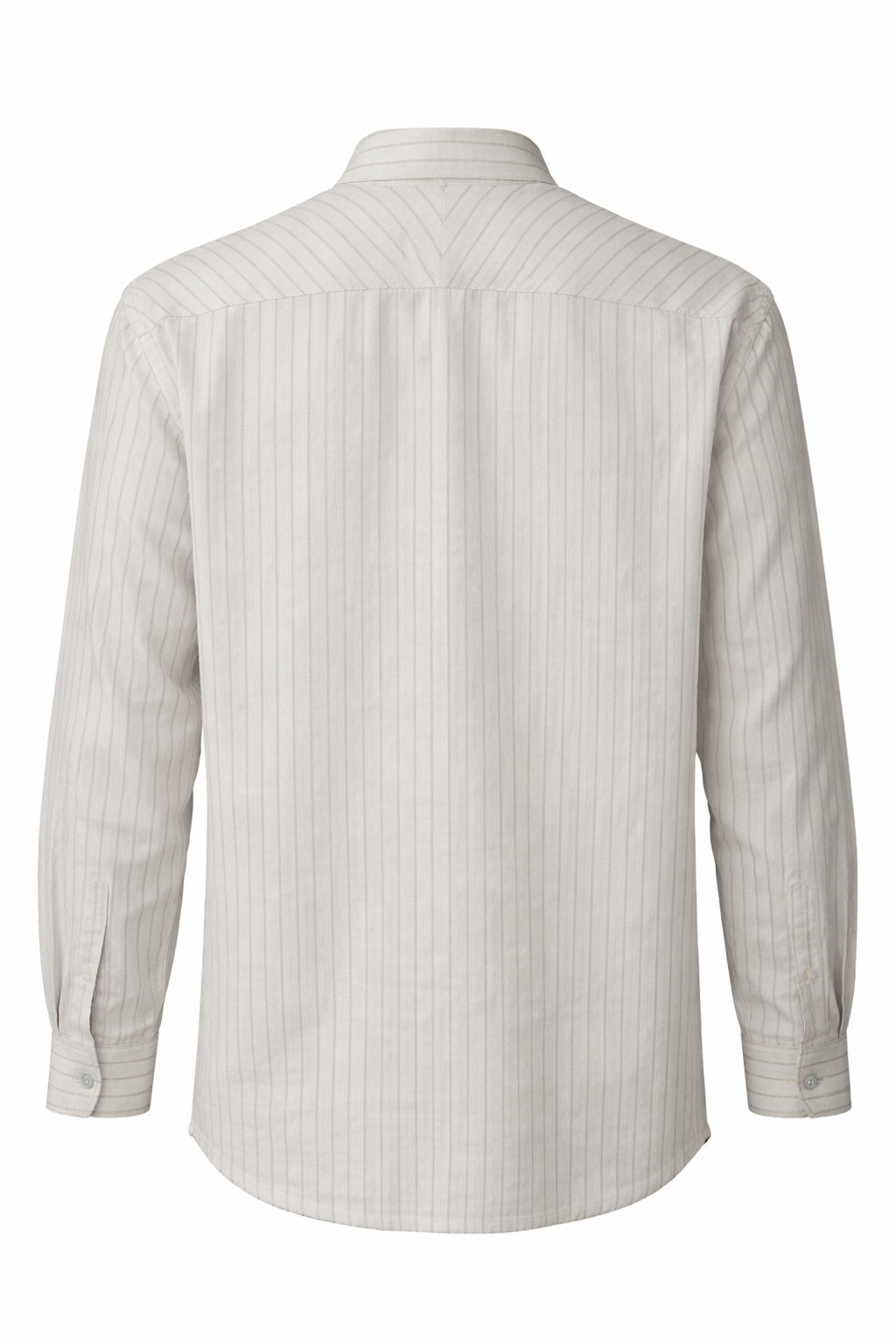 Men's Linen Shirt - Ivory Pinstripe Mandarin