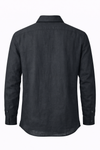 Men's Linen Shirt - Jet Black Zip Collar