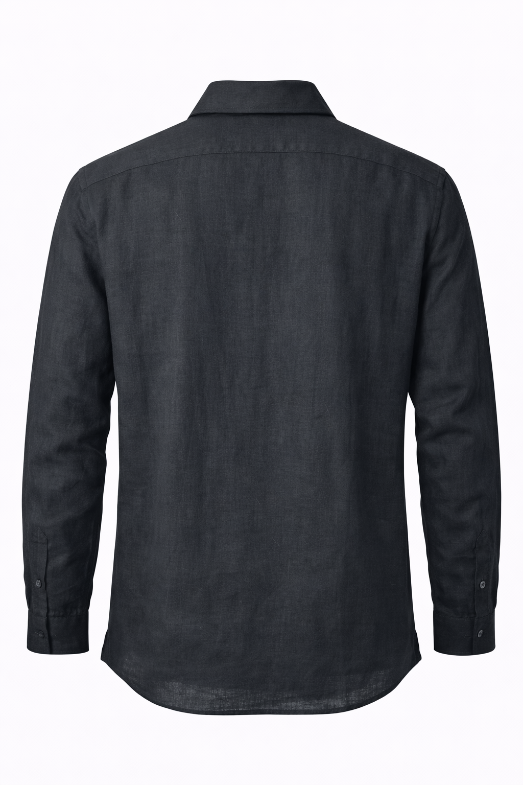 Men's Linen Shirt - Jet Black Zip Collar
