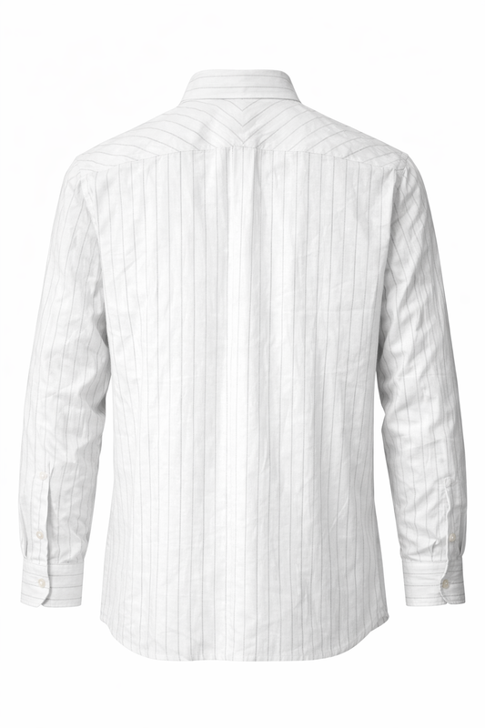 Arctic White Stripe 60 Lea Linen Shirt (brooklee)