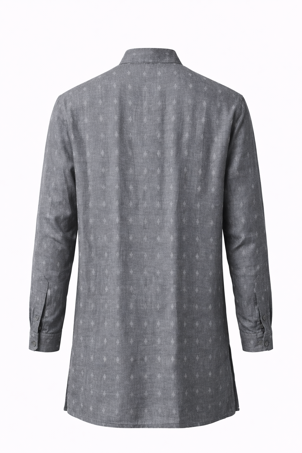 Men's Linen Kurta - Charcoal Grey (Textured)