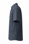 Men's Jute fabric shirt - Slate Black with Fine Stripes