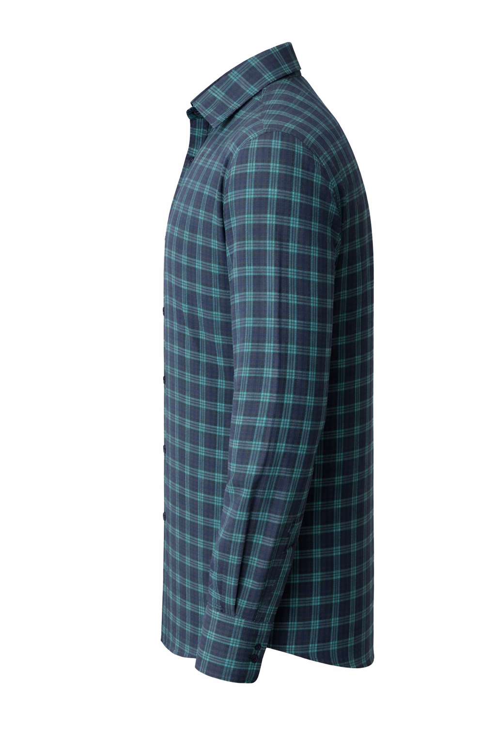 Men's Linen Shirt - Midnight Teal Plaid