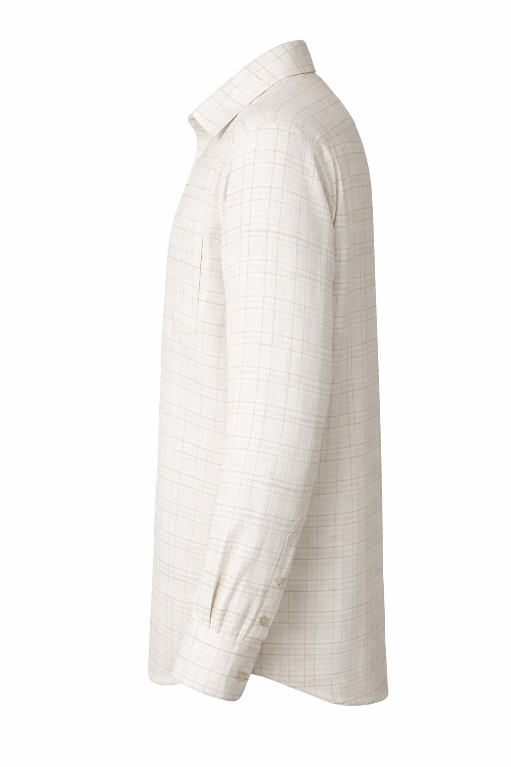 Men's Linen Shirt - Soft Ivory Grid