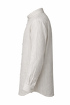 Men's Linen Shirt - Ivory Pinstripe Mandarin