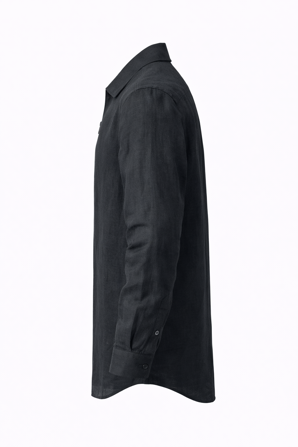 Men's Linen Shirt - Jet Black Zip Collar