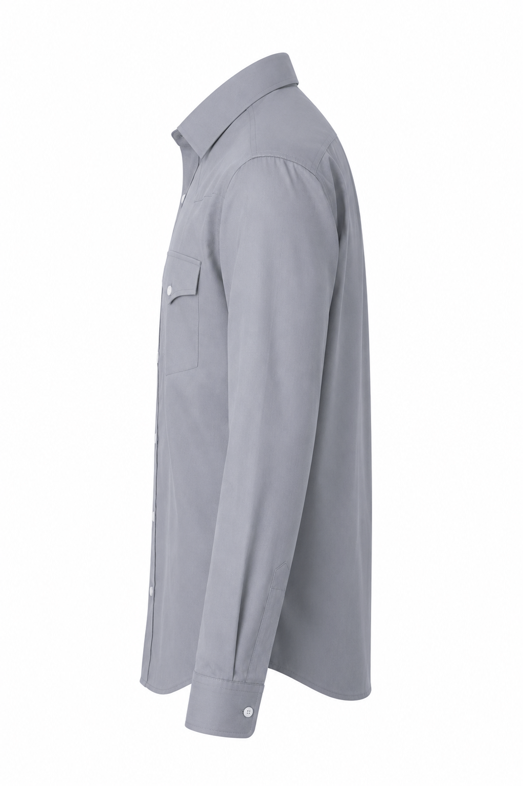 Silver Mist Dual-Pocket Cotton Shirt