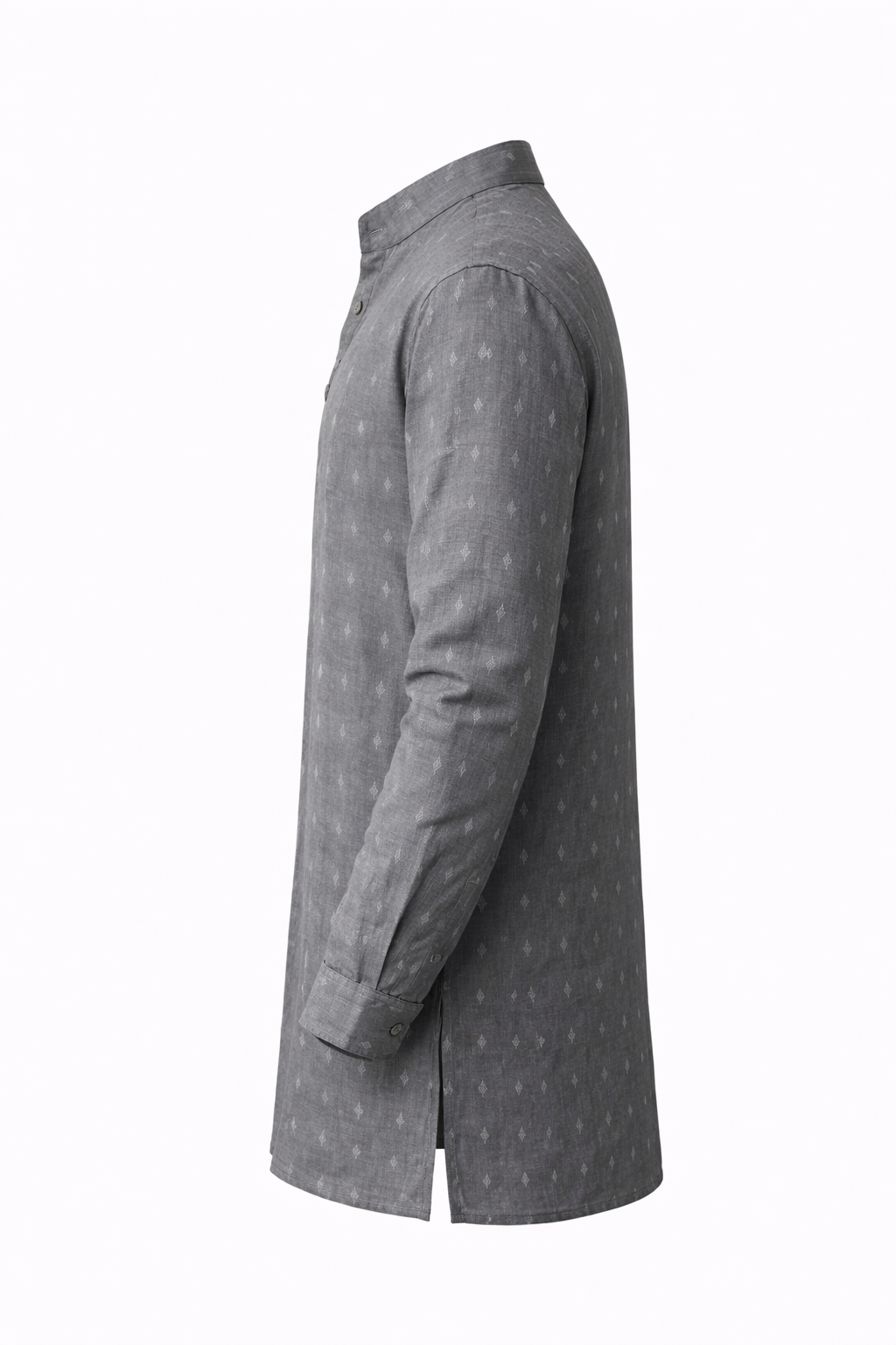 Men's Linen Kurta - Charcoal Grey (Textured)