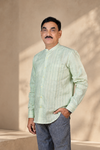 KWIT Pure Linen Shirt – Light Green and Yellow Stripe