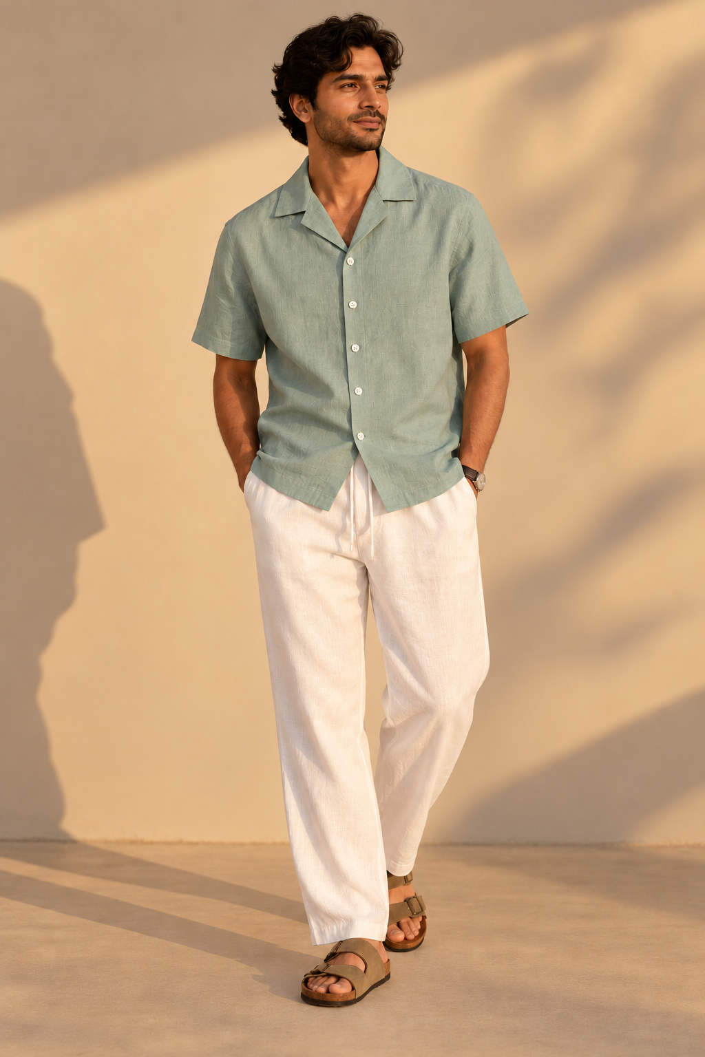 KWIT Mixed Linen Shirt - Sage Green