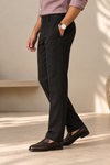 Black Pure Cotton Twill Trousers