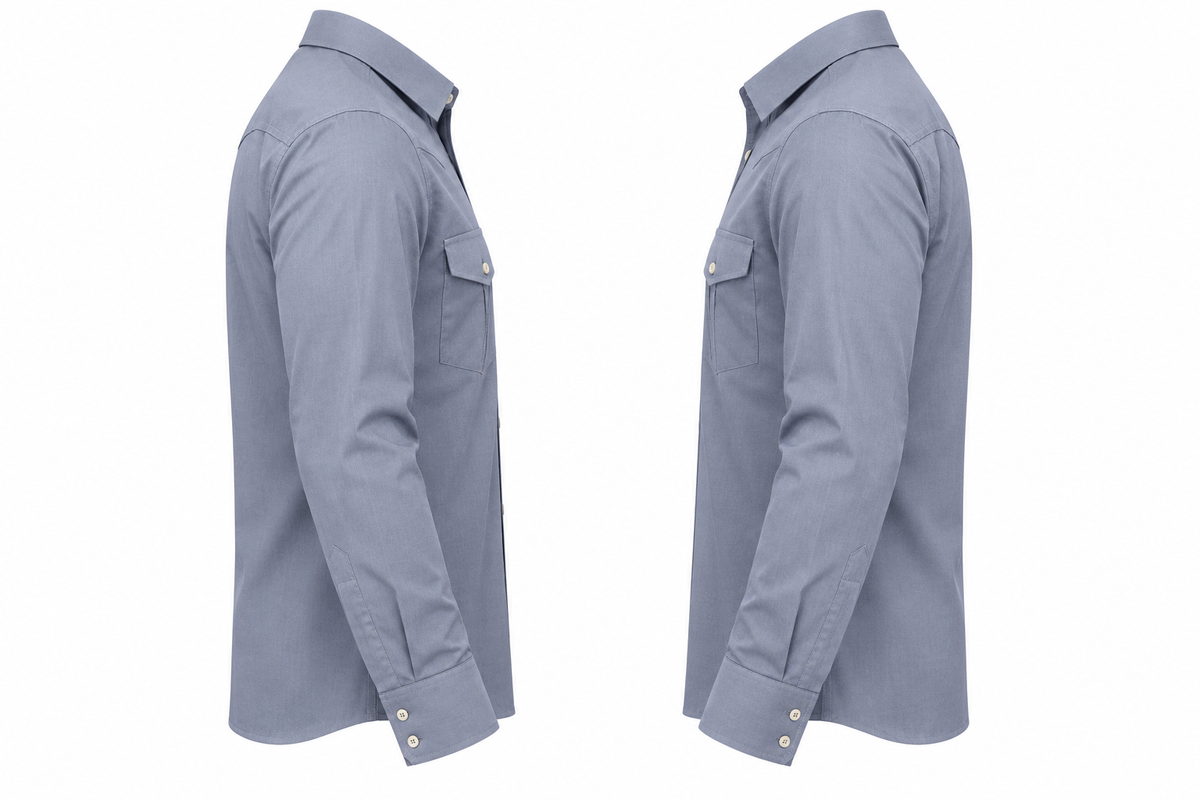 Silver Mist Dual-Pocket Cotton Shirt