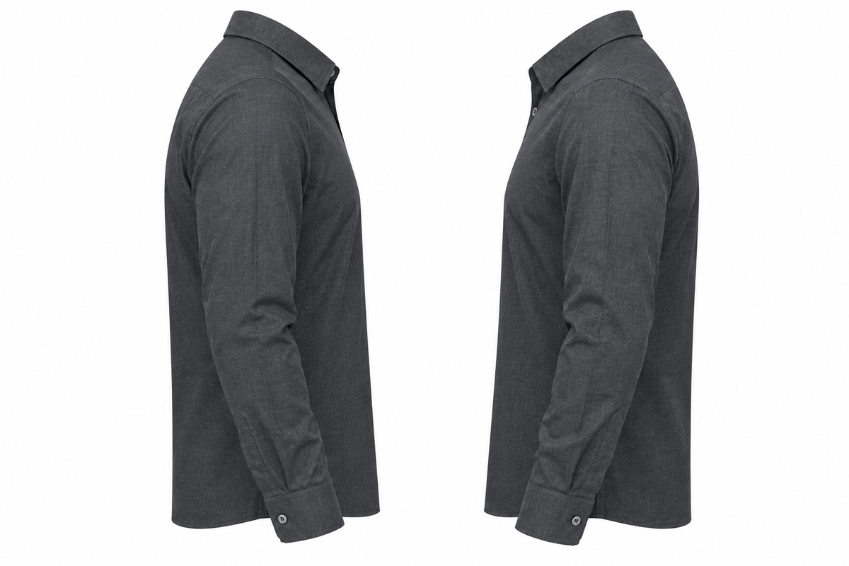 Graphite Grey Cotton Half-Placket Shirt